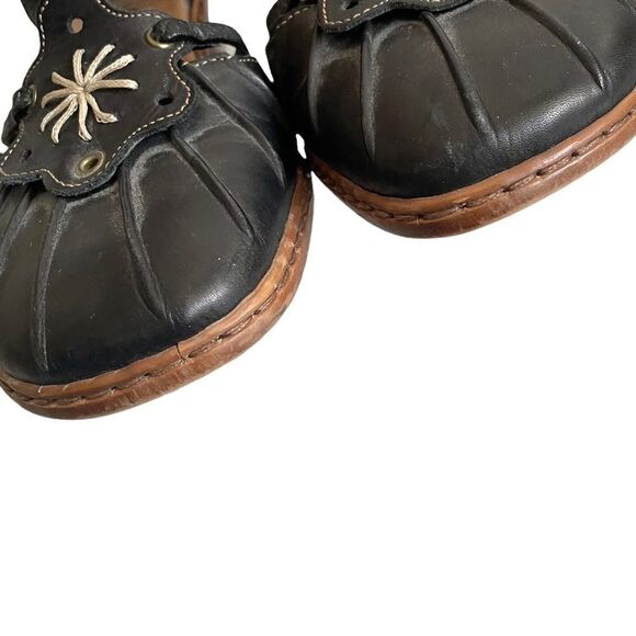 RIEKER Black Leather Mary Jane Style Sandals Shoes Ankle Strap Heel 38 - Picture 7 of 12